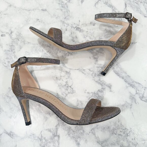 Stuart Weitzman NuNakedStraight Sandal in Noir Pyrite NWOT - Picture 10 of 10